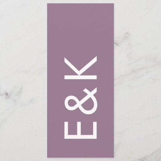 Lila Lilac Modern Monogram Bold Wedding Menükarte (Rückseite)