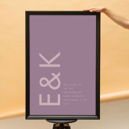 Lila Lilac Modern Monogram Bold Wedding Poster