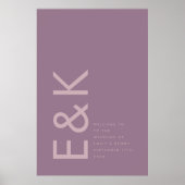 Lila Lilac Modern Monogram Bold Wedding Poster (Vorne)