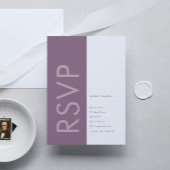 Lila Lilac Modern Monogram Bold Wedding RSVP Karte
