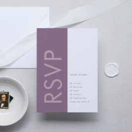 Lila Lilac Modern Monogram Bold Wedding RSVP Karte