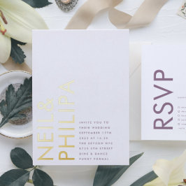 Lila Lilac Modern NAMES Simple Folieneinladung