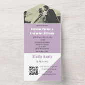 Lila Lilac Modern Simple QR Code Fett Foto All In One Einladung (Innen Boden)