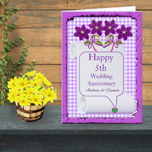 Lila Lilac Moderne Blumenwelt 5. Hochzeitstag Karte
