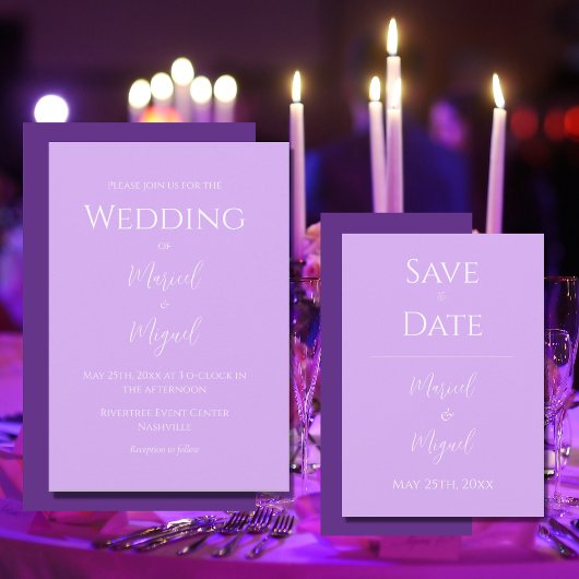 Lila Lilac Moderne Minimalistische Hochzeit Einladung