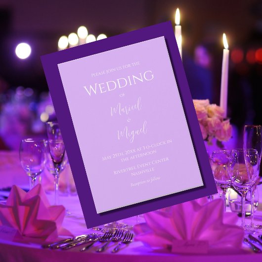 Lila Lilac Moderne Minimalistische Hochzeit Einladung