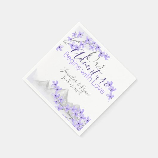 Lila Lilac Mountain View Hochzeit Serviette (Ecke)
