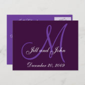 Lila Lilac Names Initials Save the Date Postkarte (Vorne/Hinten)