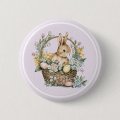 Lila Lilac Oaster Bunny Floral Button (Vorderseite)