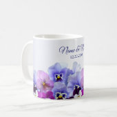 Lila Lilac Pansy Floral Rustic Wedding Party Kaffeetasse (Vorderseite Links)
