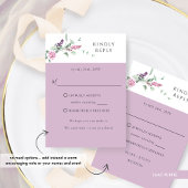 Lila Lilac Pastel Floral mit oder ohne Mahlzeiten RSVP Karte