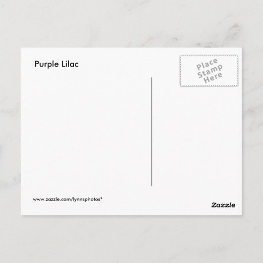 Lila Lilac Postkarte (Rückseite)