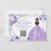 Lila Lilac Quinceañera 15 Anos RSVP Karte (Vorderseite)