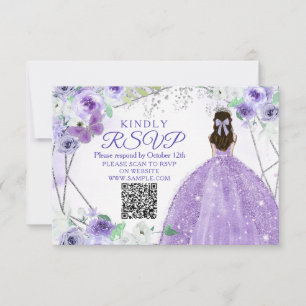 Lila Lilac Quinceañera 15 Anos RSVP Karte
