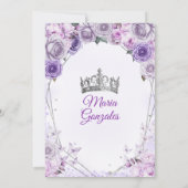 Lila Lilac Quinceañera Crown Mexican Butterfly Einladung (Rückseite)