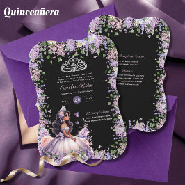 Lila Lilac Quinceanera Dress Floral Wisteria Einladung