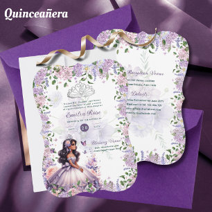 Lila Lilac Quinceanera Dress Floral Wisteria Einladung