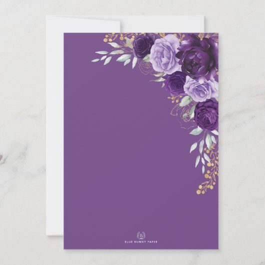 Lila Lilac Quinceañera Gold Tiara Geometric Einladung (Rückseite)