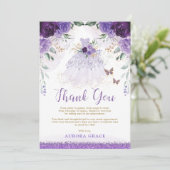 Lila Lilac Quinceañera Princess Dress Danke Einladung (Stehend Vorderseite)