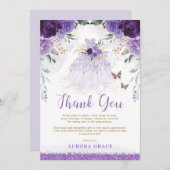 Lila Lilac Quinceañera Princess Dress Danke Einladung (Vorne/Hinten)