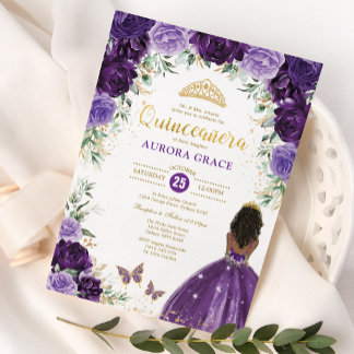 Lila Lilac Quinceañera Prinzessin Mis Quince 15 Einladung