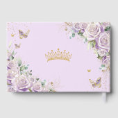 Lila Lilac Rose Blumengold Quinceanera Quince Gästebuch (Rückseite)