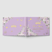 Lila Lilac Rose Floral Gold 15 XV Quinceañera Gästebuch (Voll)