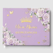 Lila Lilac Rose Floral Gold 15 XV Quinceañera Gästebuch (Vorderseite)