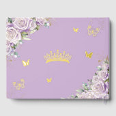 Lila Lilac Rose Floral Gold 15 XV Quinceañera Gästebuch (Rückseite)