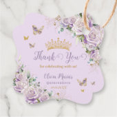 Lila Lilac Rose Floral Quinceanera 15 Zweisprachig Geschenkanhänger (Rückseite)