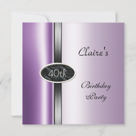 Lila Lilac Silver 40. Geburtstag Party Einladung (Vorderseite)