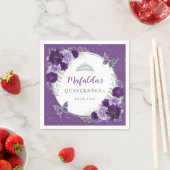 Lila Lilac Silver Blume Quinceanera Geburtstag Serviette (Beispiel)