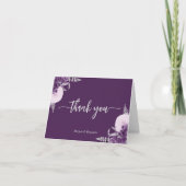 Lila Lilac Silver Floral Script Wedding Dankeskarte (Vorderseite)