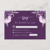Lila Lilac Silver Floral Script Wedding RSVP Begleitkarte (Vorderseite)