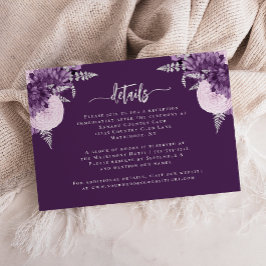 Lila Lilac Silver Floral Wedding Details Begleitkarte