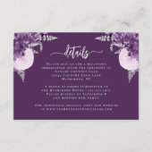 Lila Lilac Silver Floral Wedding Details Begleitkarte (Vorderseite)