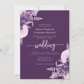 Lila Lilac Silver Floral Wedding Einladung (Vorderseite)