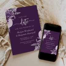 Lila Lilac Silver Floral Wedding Save the Date