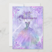 Lila Lilac Silver Pearl Gown Quinceanera Party Einladung (Vorderseite)