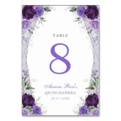 Lila Lilac Silver Quinceanera Floral Geburtstag Tischnummer (Rückseite)