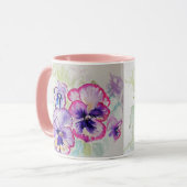 Lila Lilac Stiefmütterchen mauve Aquarellmalerei T Tasse (Vorderseite Links)
