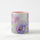 Lila Lilac Stiefmütterchen mauve Aquarellmalerei T Tasse (Zentrum)