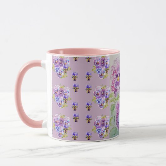 Lila Lilac Stiefmütterchen mauve Aquarellmalerei T Tasse (Links)