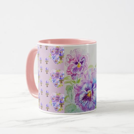 Lila Lilac Stiefmütterchen mauve Aquarellmalerei T Tasse (Vorderseite Links)