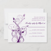 Lila, Lilac- und White-Floral-Hochzeitskarte Einladung (Rückseite)