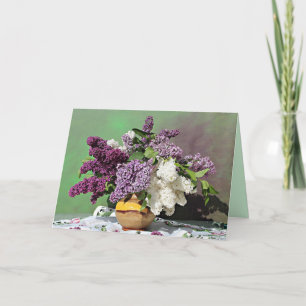 Lila, Lilac und White Lilac Floral Geburtstag Karte