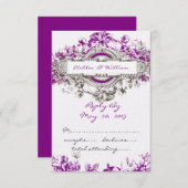 Lila Lilac Vintag Floral Wedding RSVP (Vorne/Hinten)