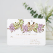 Lila Lilac Vintage Vögel Hochzeitseinladungen Einladung (Stehend Vorderseite)