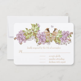 Lila Lilac Vintage Vögel Hochzeitseinladungen Einladung