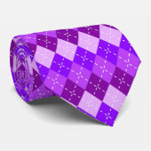 Lila Lilac Violet Arygle mit weißem Stitching Krawatte (Gerollt)